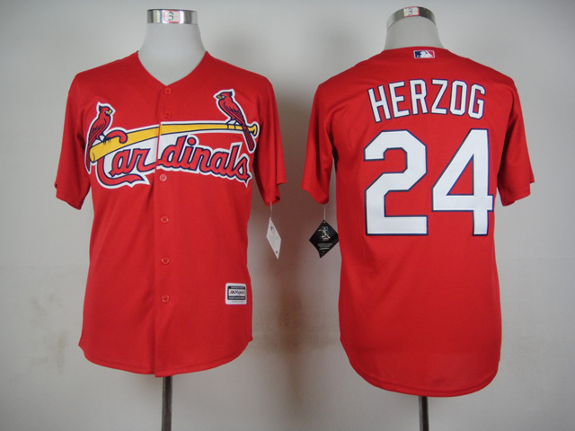 Men St. Louis Cardinals #24 Herzog Red MLB Jerseys